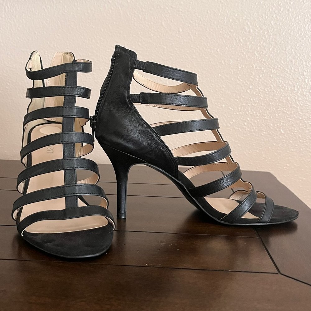 Nine West Gladiator Cage Ankle Booties - Black - 8M